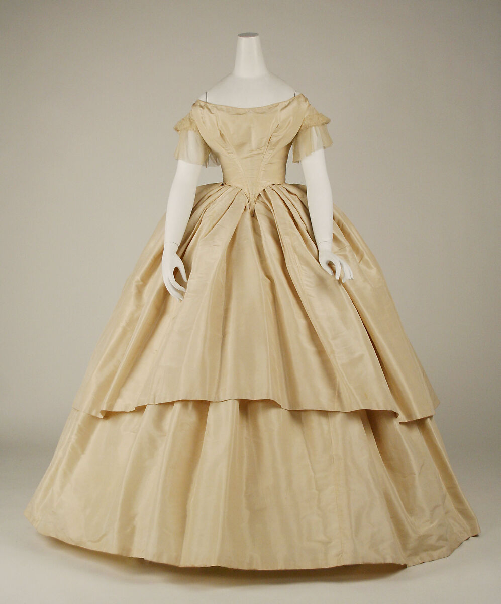 Wedding dress, silk, American 