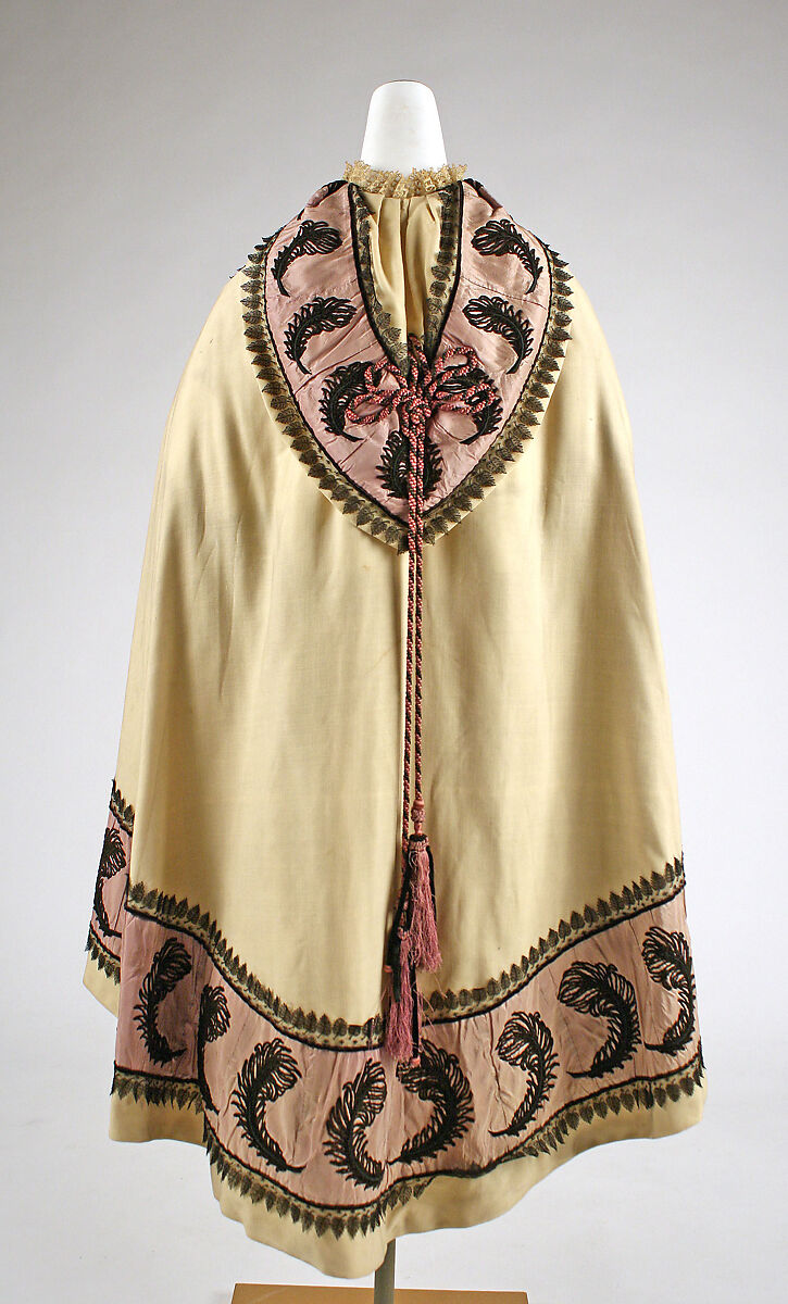 Cloak, wool, silk, American
