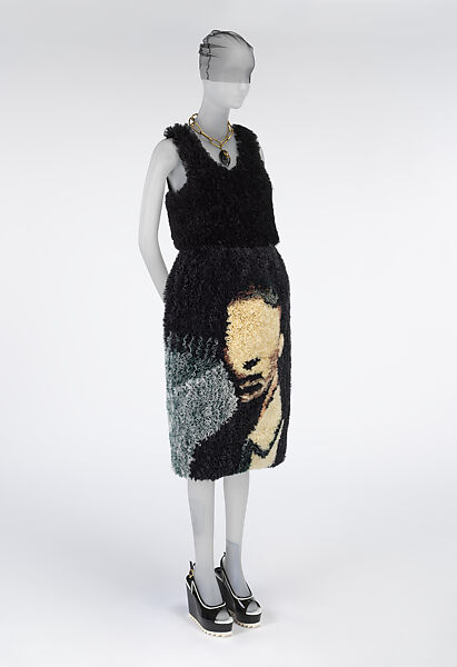 Ensemble, Undercover (Japanese, founded 1990), (a) silk, (b) silk, leather (cowhide), (c) silk, (d) metal (brass), glass, silk, (e, f) leather (cowhide), PVC, synthetic rubber, Japanese