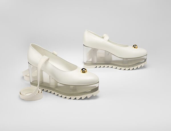 Ensemble, Undercover (Japanese, founded 1990), (a) silk, polyester, (b) silk, (c, d) leather (cowhide), PVC, synthetic rubber, (e) polyester, Japanese 