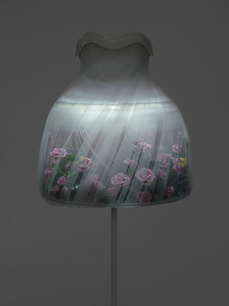 Ensemble, Undercover (Japanese, founded 1990), (a) silk, polyester, (b) silk, (c, d) leather (cowhide), PVC, synthetic rubber, (e) polyester, Japanese