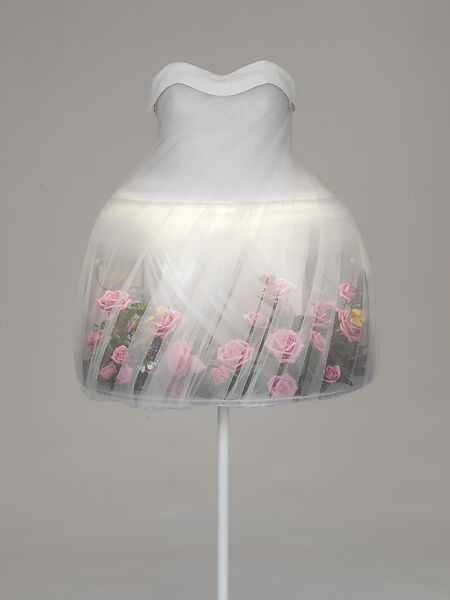 Ensemble, Undercover (Japanese, founded 1990), (a) silk, polyester, (b) silk, (c, d) leather (cowhide), PVC, synthetic rubber, (e) polyester, Japanese