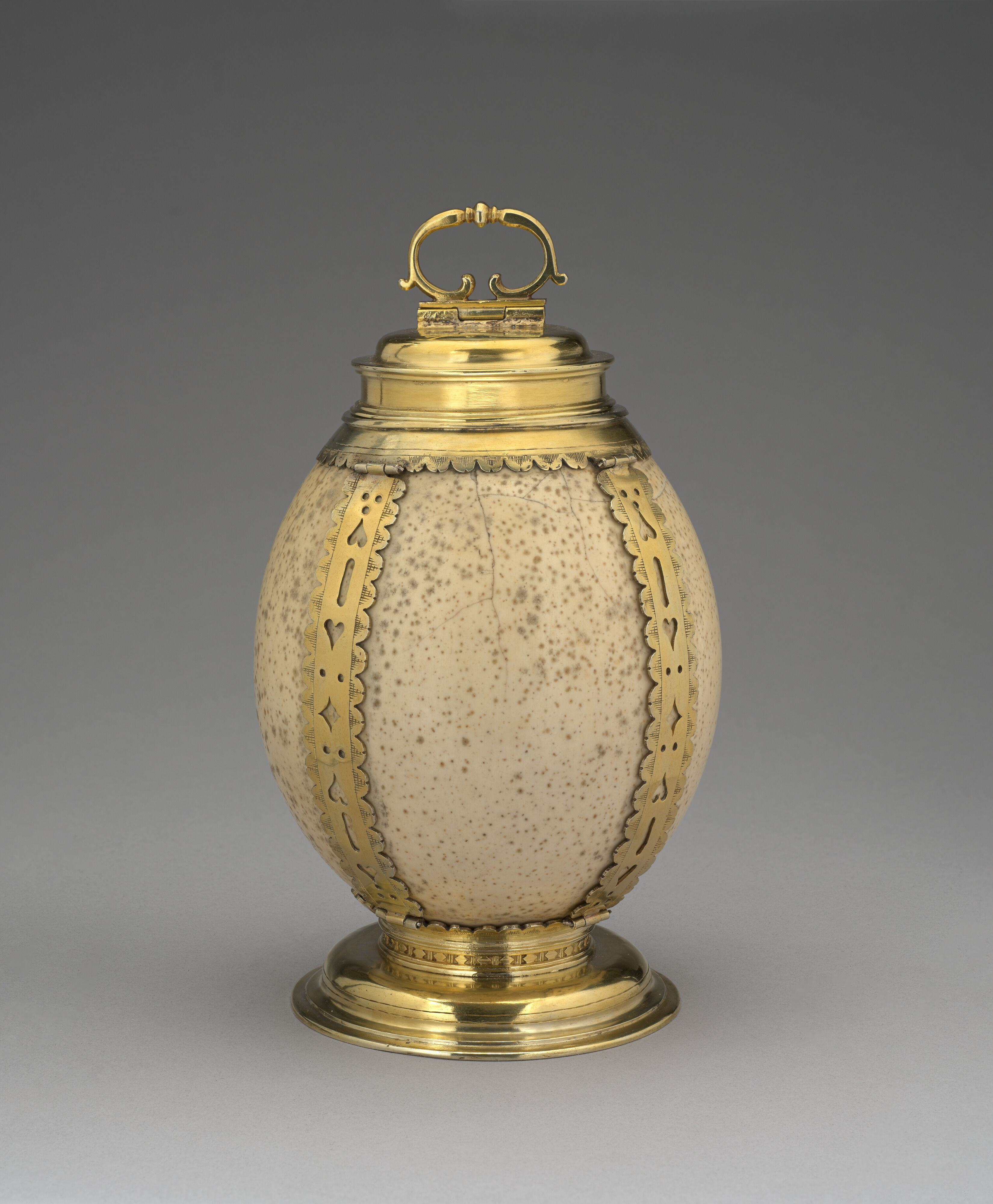 Unknown Maker - Ostrich egg screw-top flask - South German - The
