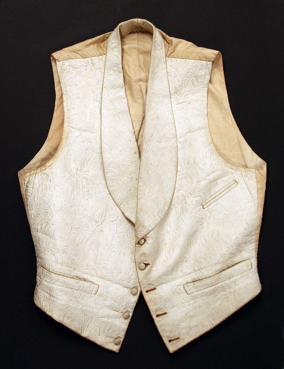 Vest, silk, cotton, leather, American 
