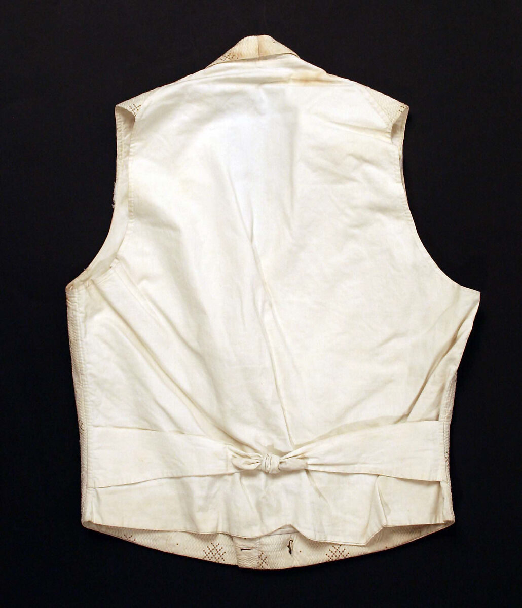 Waistcoat, cotton, linen, American