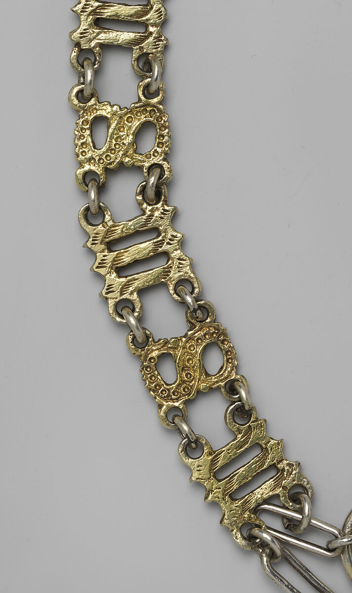 Collar composed of the Letters “S” and “M”, Silver, partially gilded, British