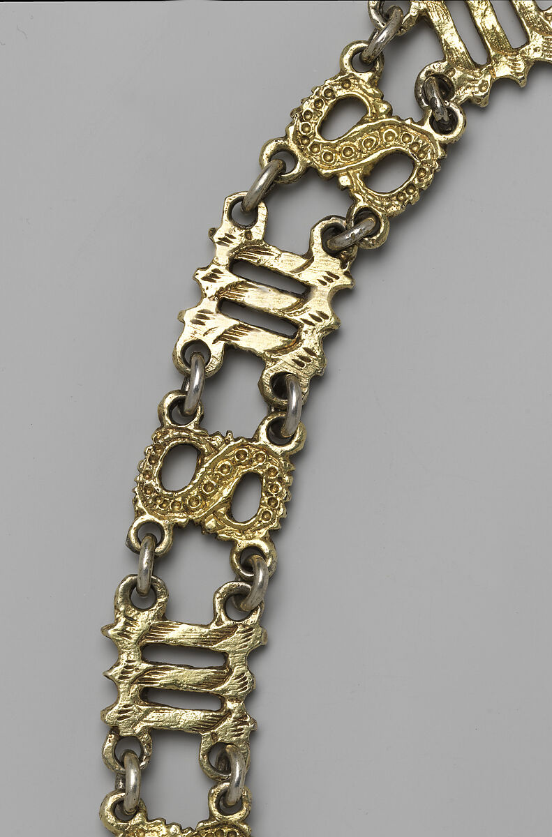 Collar composed of the Letters “S” and “M”, Silver, partially gilded, British