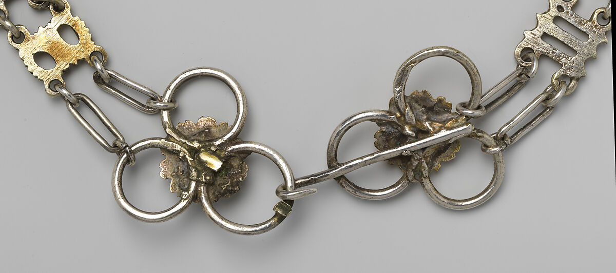 Collar composed of the Letters “S” and “M”, Silver, partially gilded, British