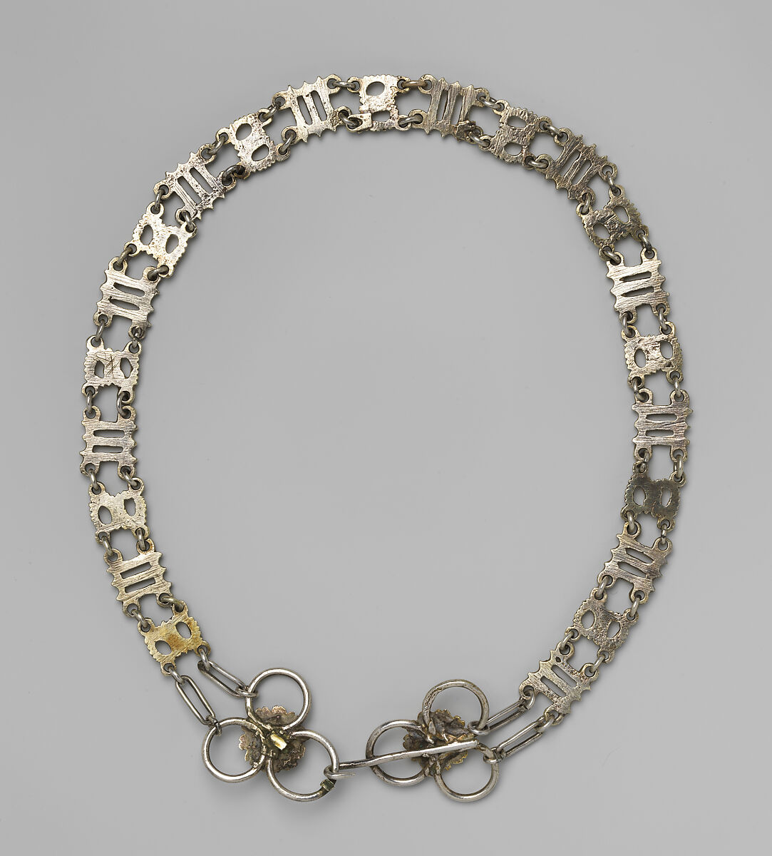 Collar composed of the Letters “S” and “M”, Silver, partially gilded, British