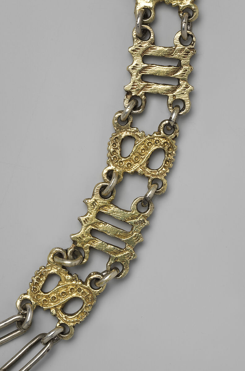 Collar composed of the Letters “S” and “M”, Silver, partially gilded, British