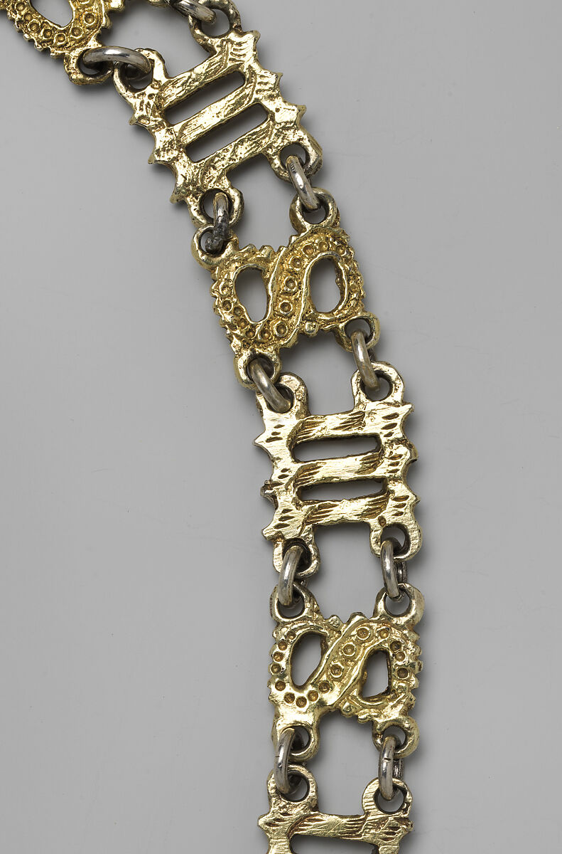 Collar composed of the Letters “S” and “M”, Silver, partially gilded, British