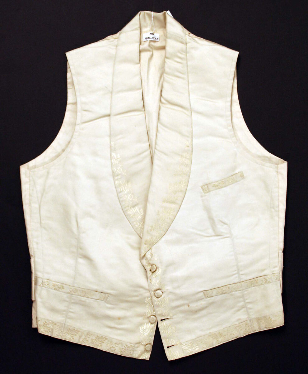 Waistcoat, silk, cotton, American or European 