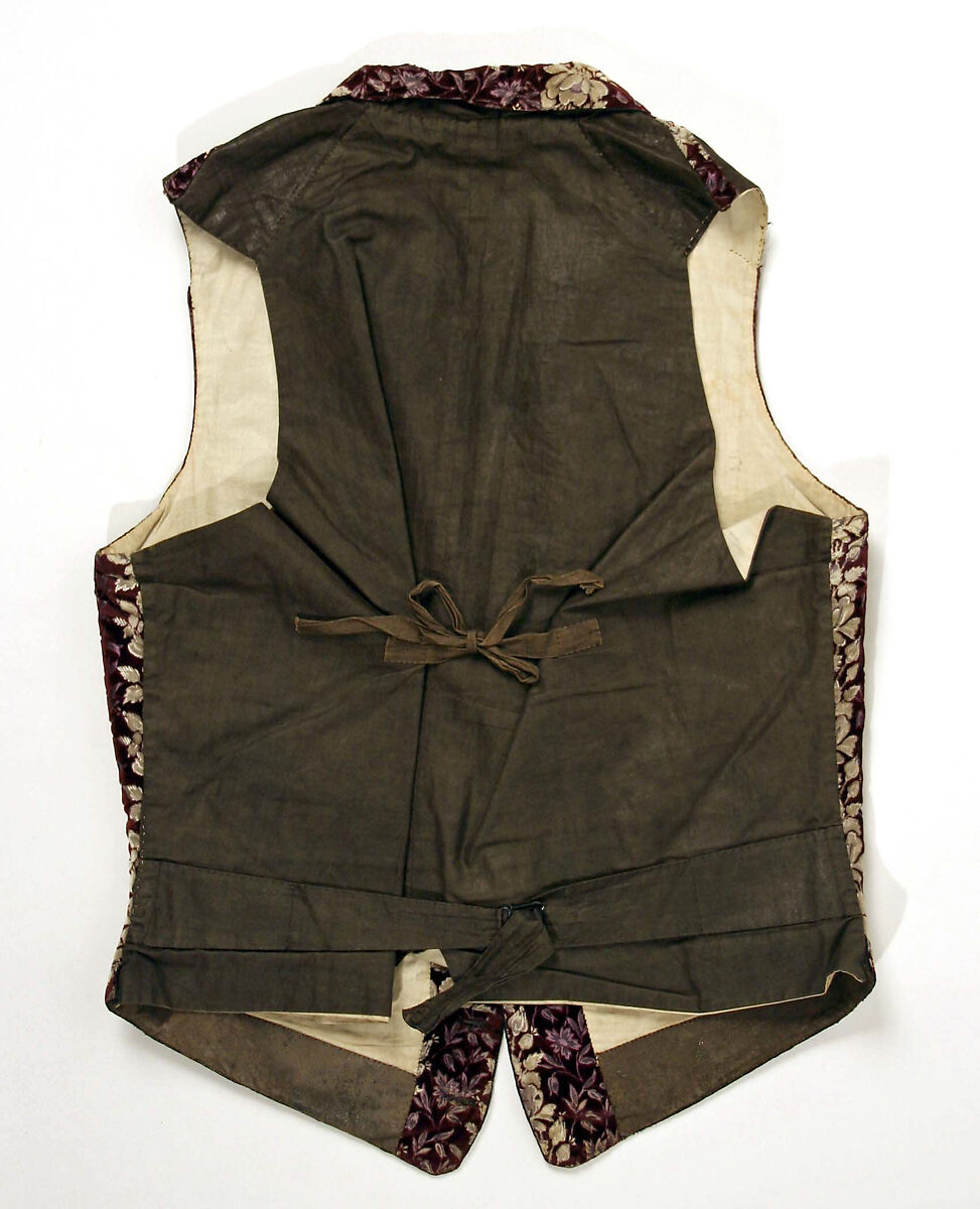 Vest, silk, cotton, probably French