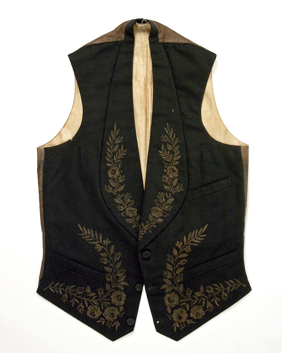 Wedding vest, wool, silk, American 