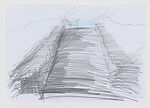 Drone Hits Great Ziggurat of Ur, Hanaa Malallah (Iraqi-British, born 1958), Digital video installation, color, sound, 3min., 37sec.; pencil, ink and watercolor on paper