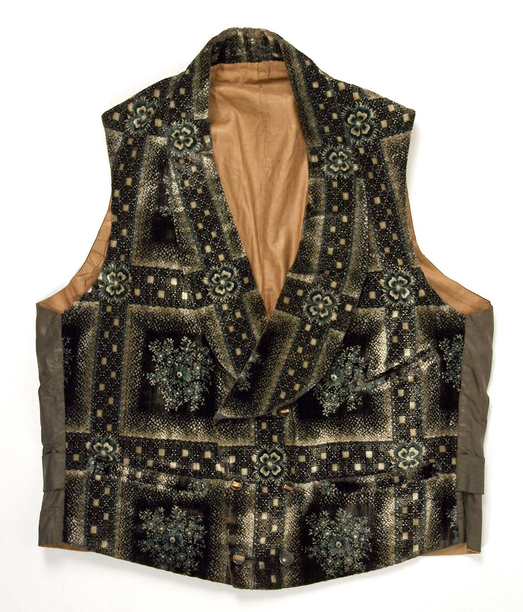 Waistcoat, silk, cotton, American 