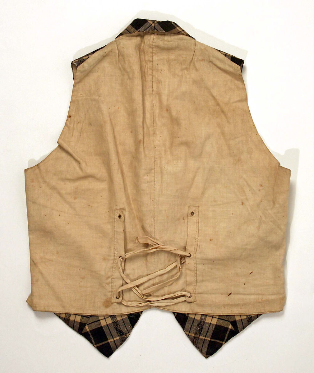 Vest, wool, linen, American