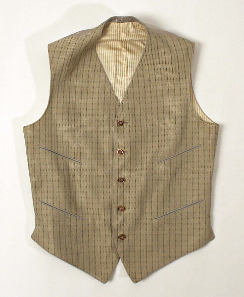 Vest, silk, cotton, American 