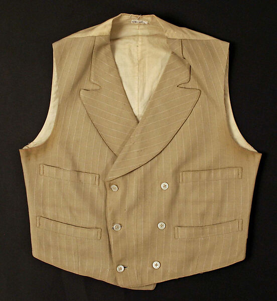 Vest, silk, wool, probably American 