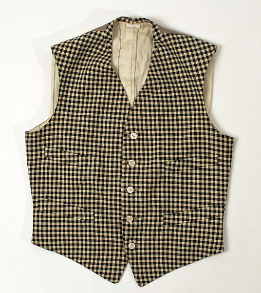 Waistcoat, wool, silk, cotton, British 