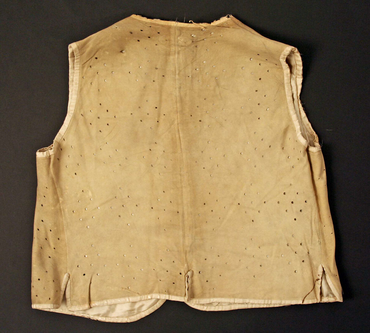 Waistcoat, leather, silk, American or European