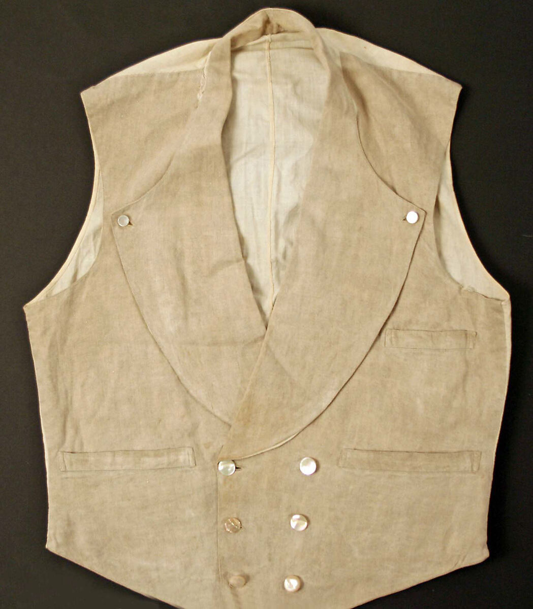 Vest, linen, cotton, American 