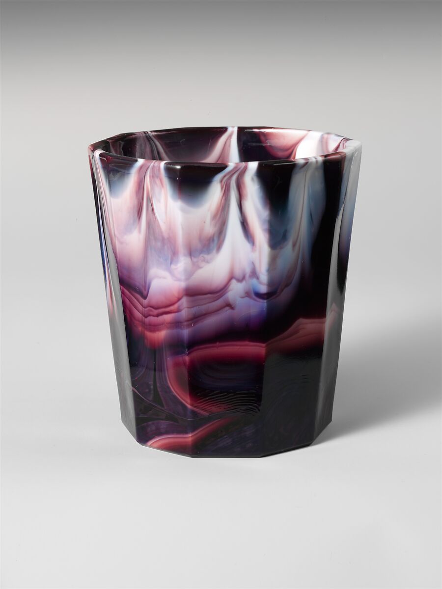 Tumbler, Challinor, Taylor and Company (1866–1891), Pressed purple marble glass, American 