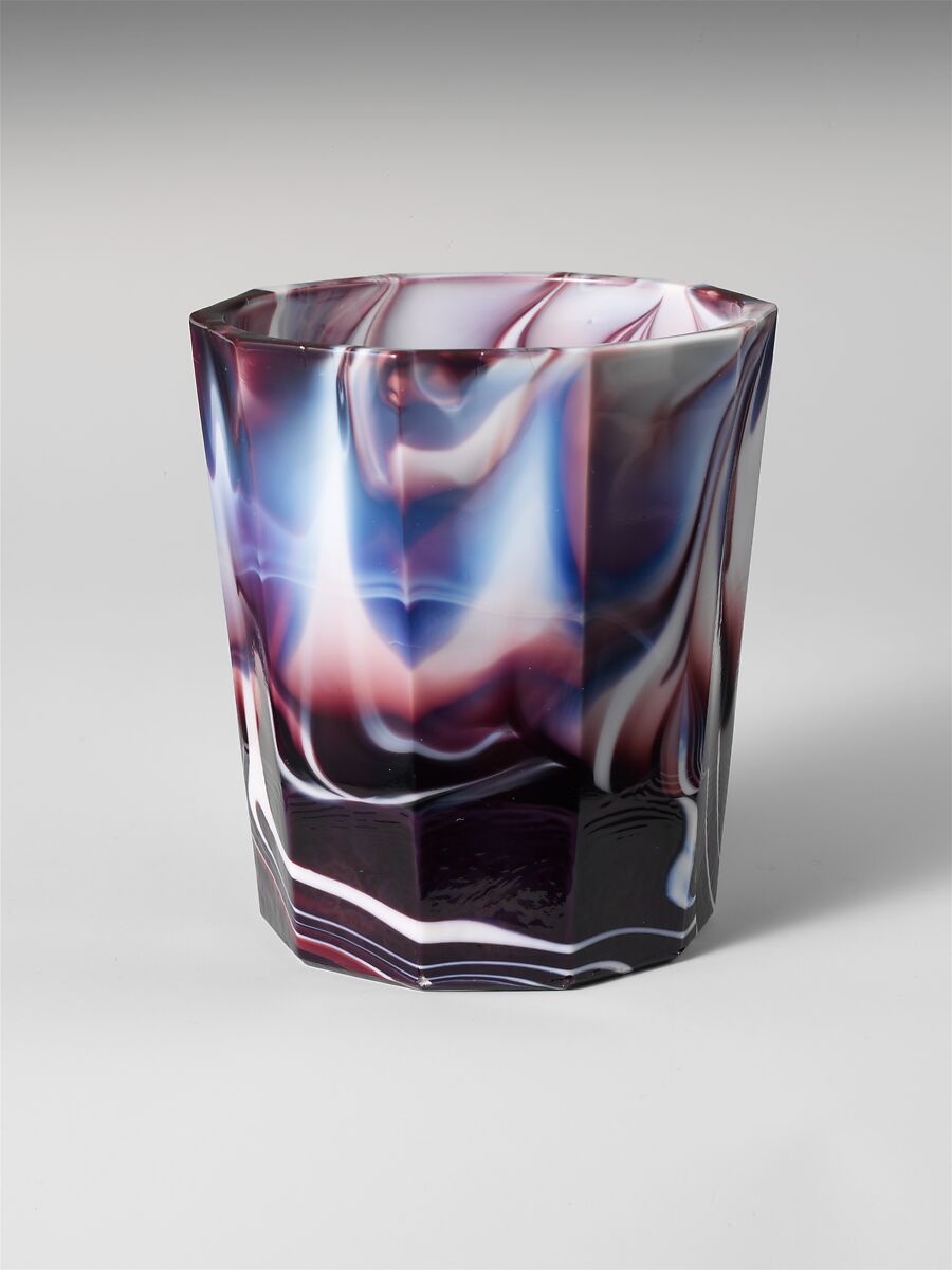 Tumbler, Challinor, Taylor and Company (1866–1891), Pressed purple marble glass, American 