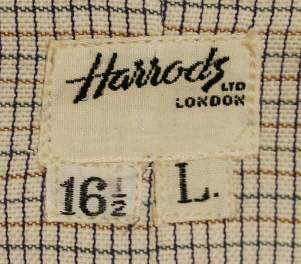 Shirt, Harrods, Ltd. (British, founded London, 1834), [no medium available], British