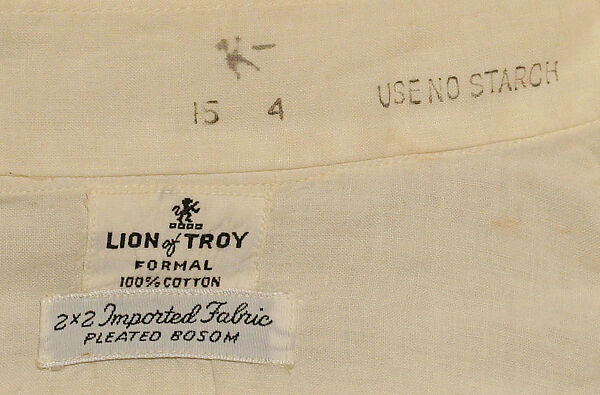Evening shirt, cotton, American