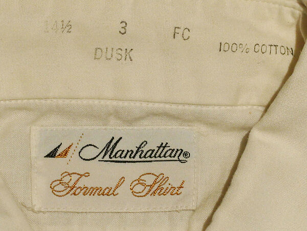 Evening shirt, cotton, American
