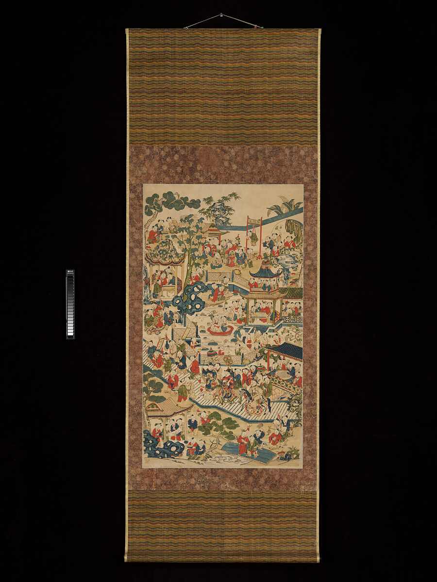 One Hundred Boys, Unidentified artist, Woodblock print; multicolor print on paper with additional hand-painting, China