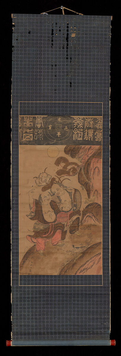 The Two Immortals of Harmony and Unity, Hanging scroll; woodblock print; ink on paper with additional hand coloring, China