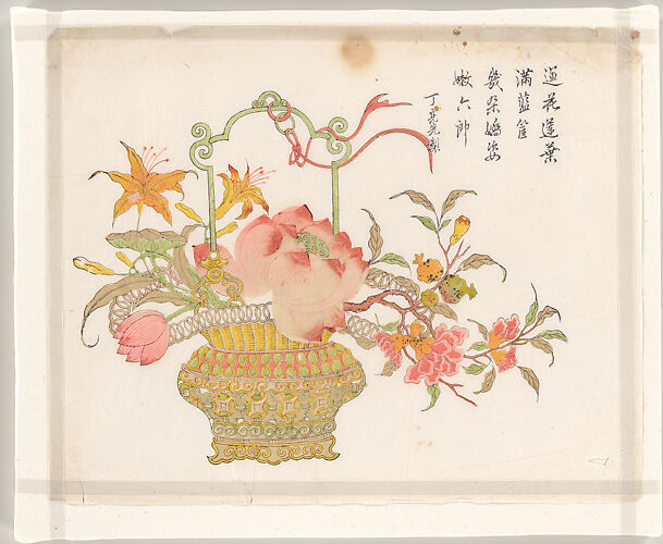 Summer basket: lotus, pomegranate and day lily