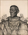 Scheveningen Fisherman, Willem van den Berg  Dutch, Black and brown fabricated chalk on paper