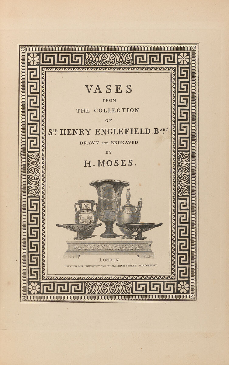 Ancient vases from the collection of Sir Henry Englefield, Sir Henry Charles Englefield (British, ca. 1752–1822 London) 