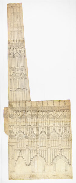 Design for the Town Hall of Vienna, Lorenz Spenning, Pen and black ink, over blind ruling with stylus, guided by compass and straightedge, on parchment