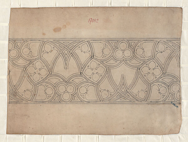 Tracery Study for a Balustrade, Lorenz Spenning or Workshop, Pen and black ink, over blind ruling with stylus, guided by compass and straightedge, on parchment