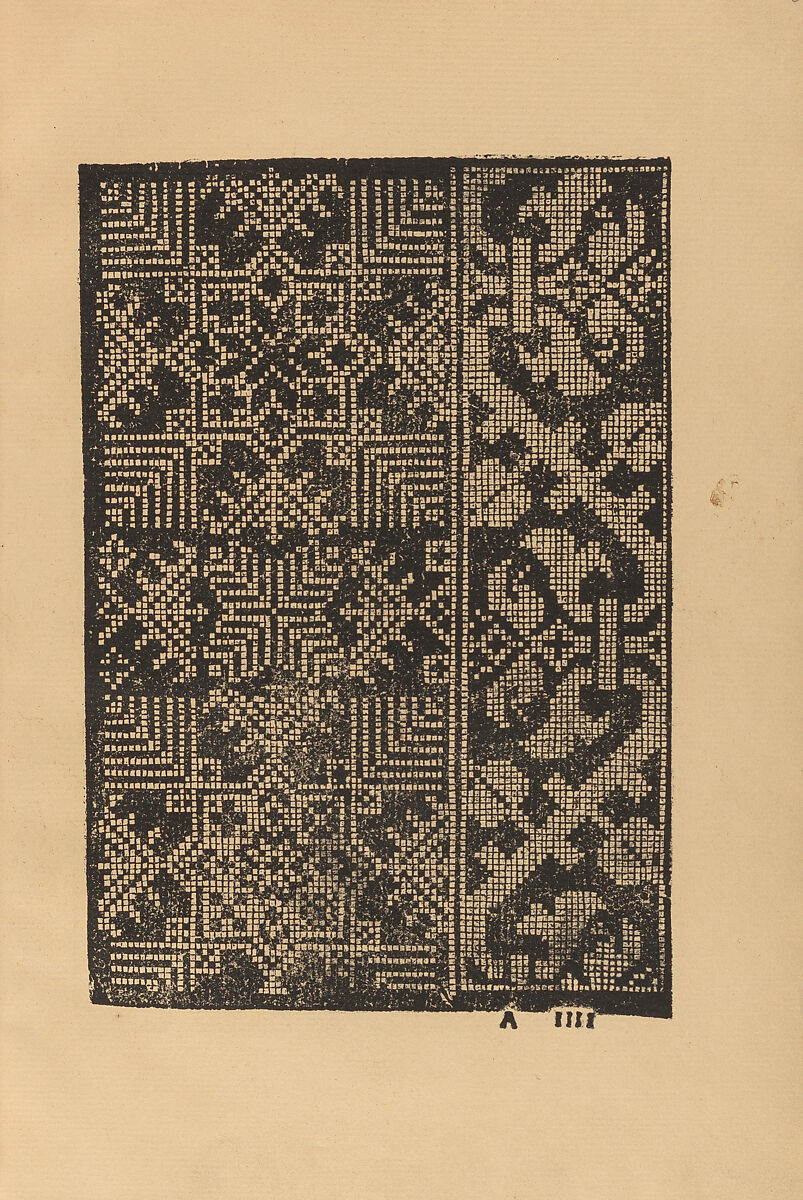 Opera nova composta per Domenico da Sera detto il Franciosino : dove si insegna a tutte le nobili & leggiadre giovenette di lavorare di ogni sorte di pñti, cusire, recamare, & far tutte qlle belle opere, che si appartengono alle virtuose fanciulle, e qua si dilettano di far cō le sue mani alcuna gentilezza, & e anchora molto utile a gli tessadri, che sogliono lavorare di seta, Matteo Pagano (Italian, 1515–1588)