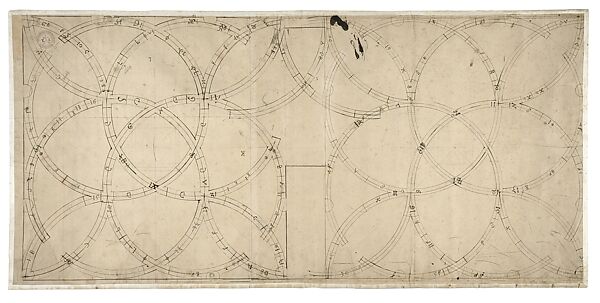 Vaulting Plan for the Chapel of Saint Catherine, Strasbourg Cathedral, with Instructions for the Assemblage of the Vaulting, Bernard Nonnemacher, Pen and brown ink over red chalk and charcoal underdrawing