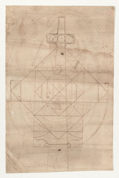 Geometrical Scheme for a Finial, Anonymous, Austrian, 16th century  Austrian, Pen and brown ink on paper