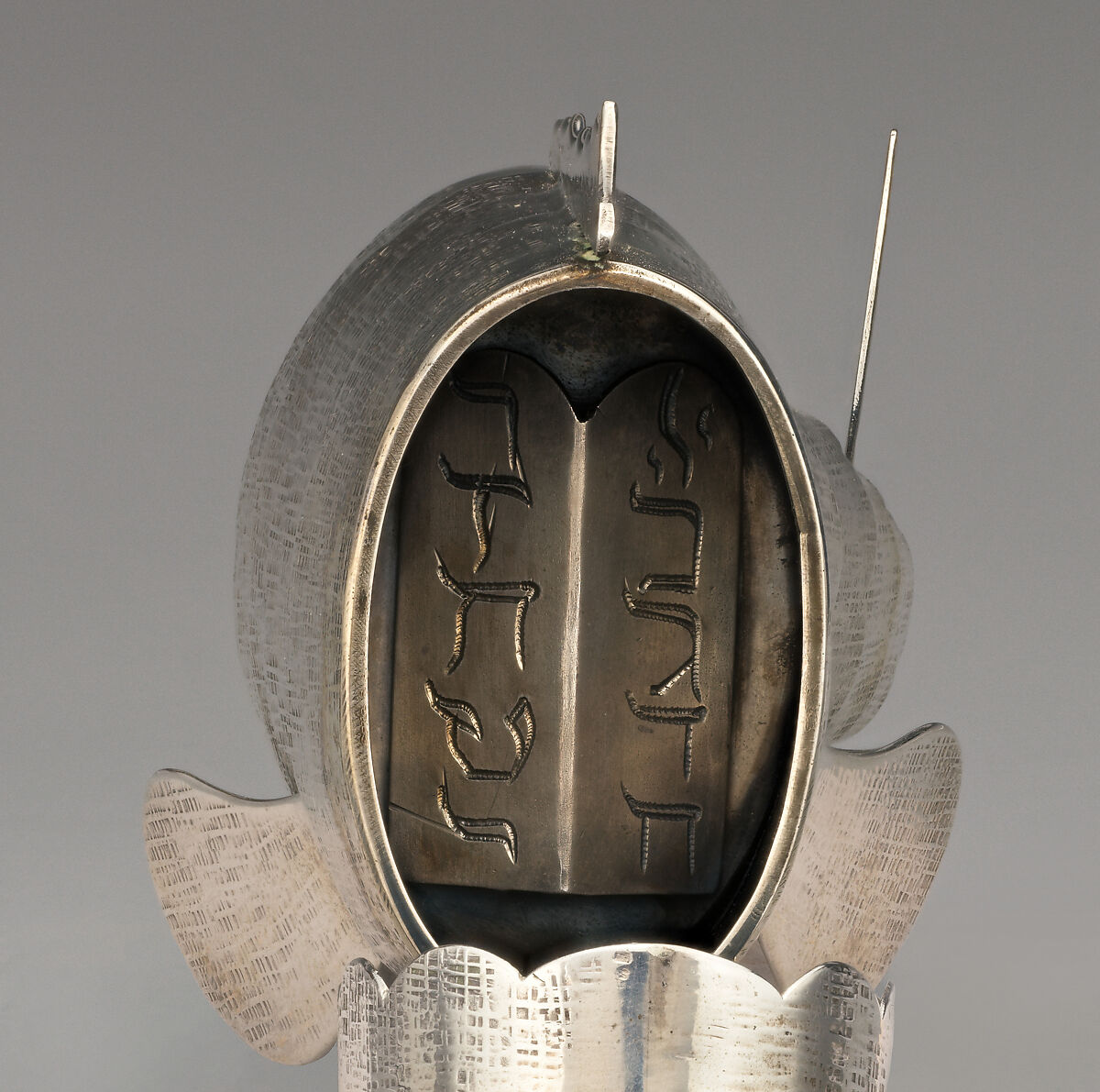 Fish-form spice container (Besamim), Silver, foil-backed glass, Austrian, Vienna