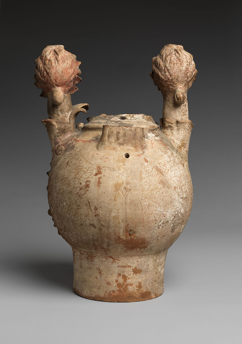 Polychrome terracotta head vase, Terracotta, Canosan, Puglia