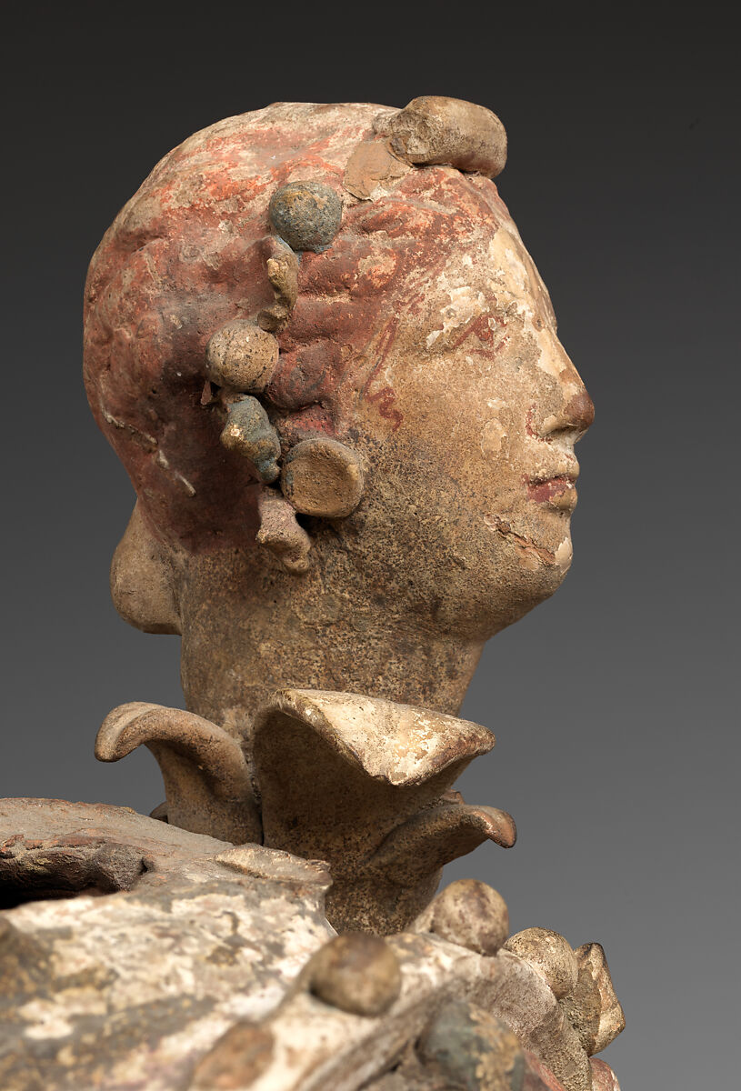 Polychrome terracotta head vase, Terracotta, Canosan, Puglia