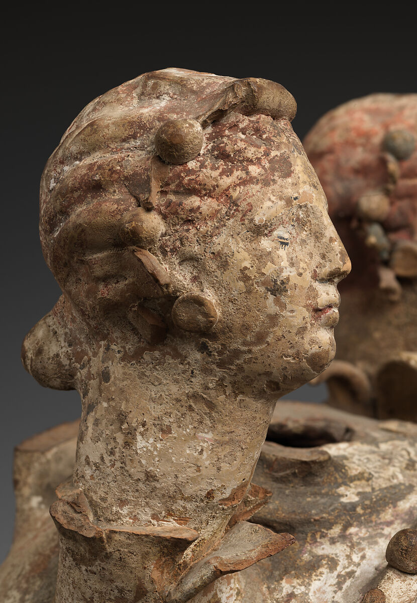 Polychrome terracotta head vase, Terracotta, Canosan, Puglia