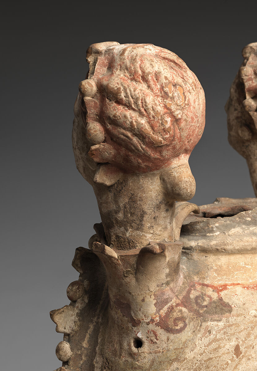 Polychrome terracotta head vase, Terracotta, Canosan, Puglia