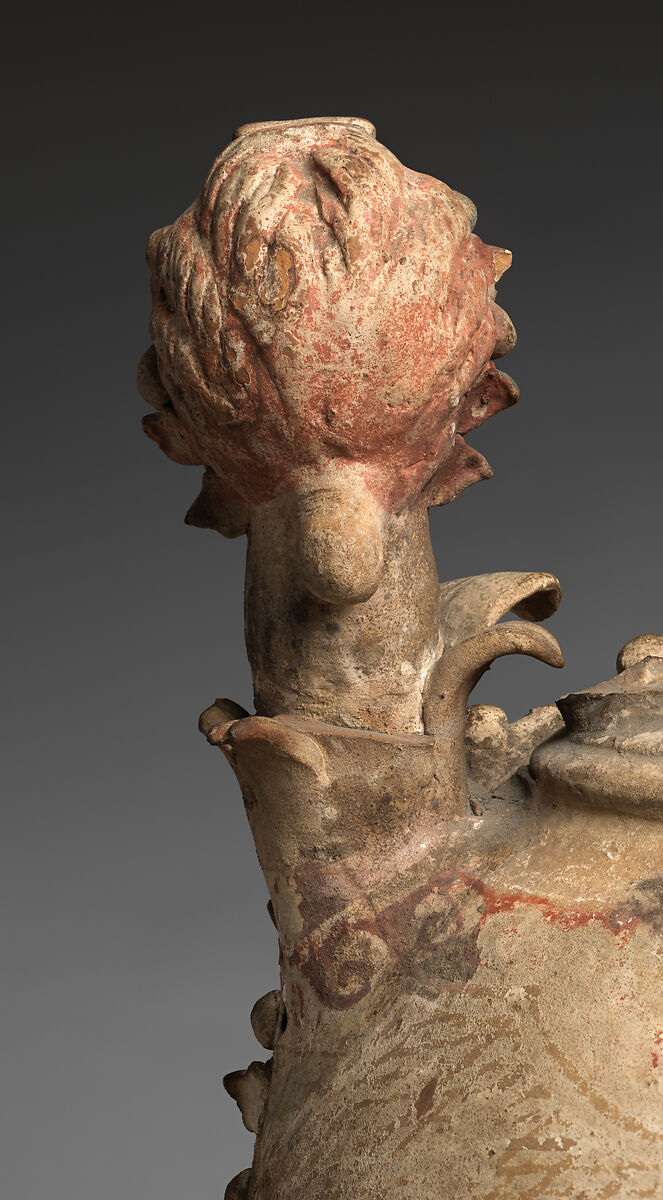 Polychrome terracotta head vase, Terracotta, Canosan, Puglia