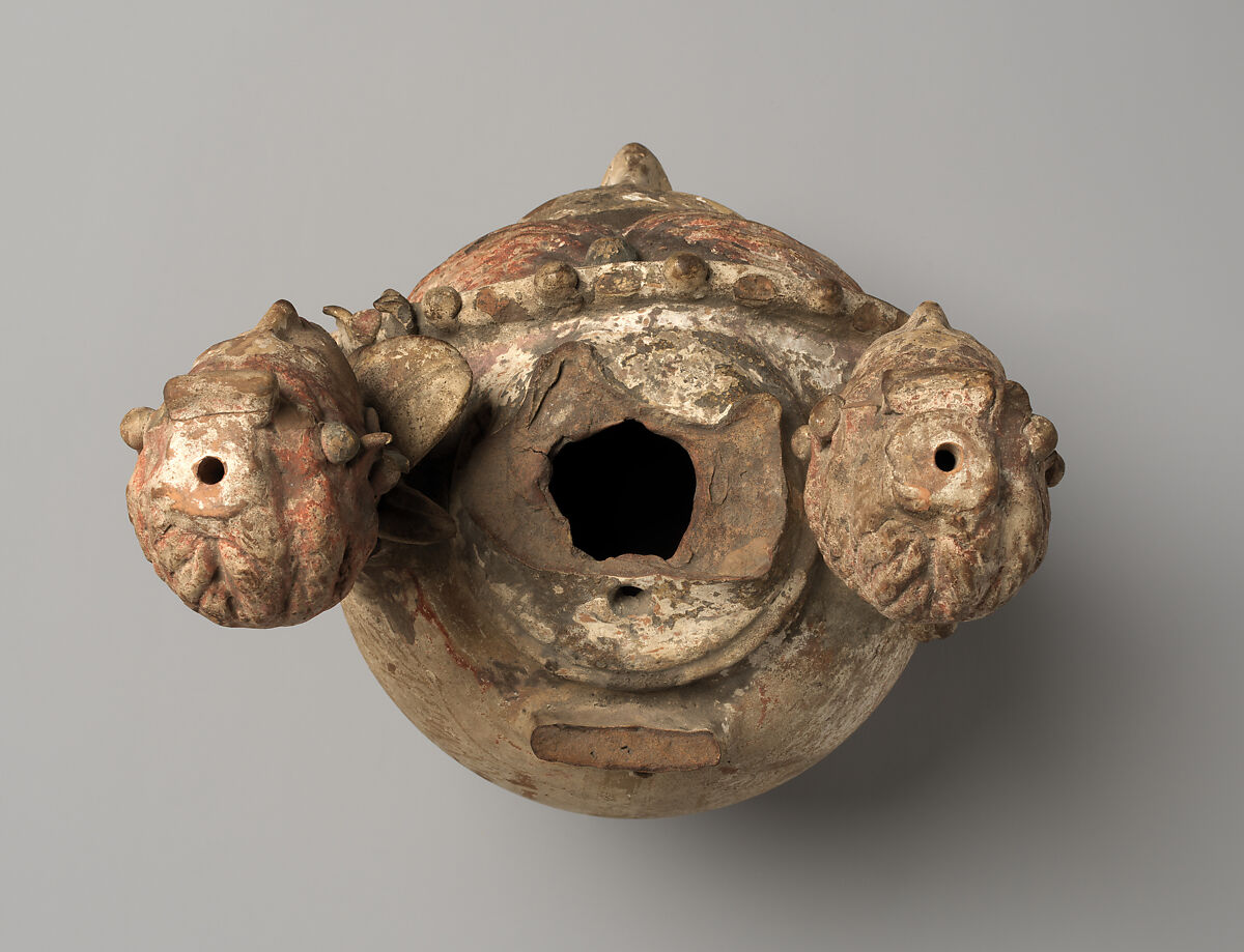 Polychrome terracotta head vase, Terracotta, Canosan, Puglia