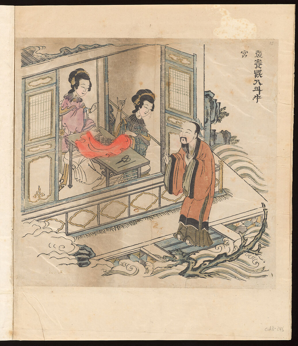 Amorous scene, Woodblock print; ink on paper, China
