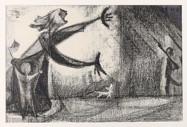 The Parade, Si Lewen (American, Lublin, Poland 1918–2016), Manufactured charcoal, pencil, crayon, ink, scratching, and hand applied gesso on paperboard